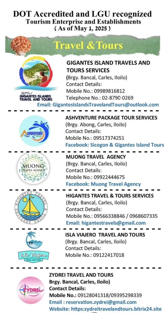 isla gigantes LGU and DOT accredited Travel and Tour Agency