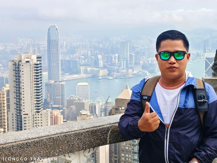 Cityscape of Hong Kong Island and Kowloon seen from the Peak Tram summit at Victoria Peak