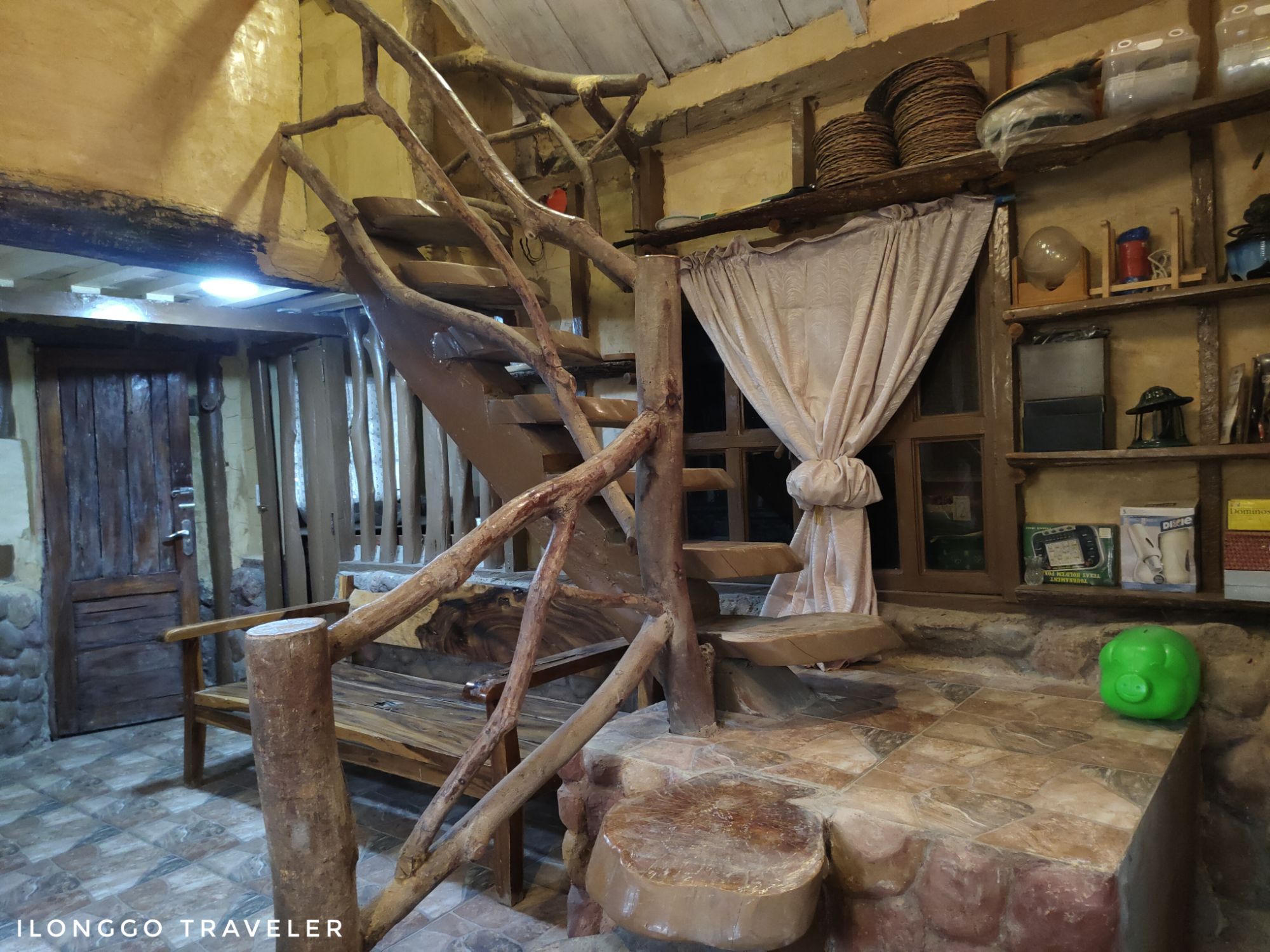 Interior of two-deck mud house at Jem’s Home Farm in Guimaras
