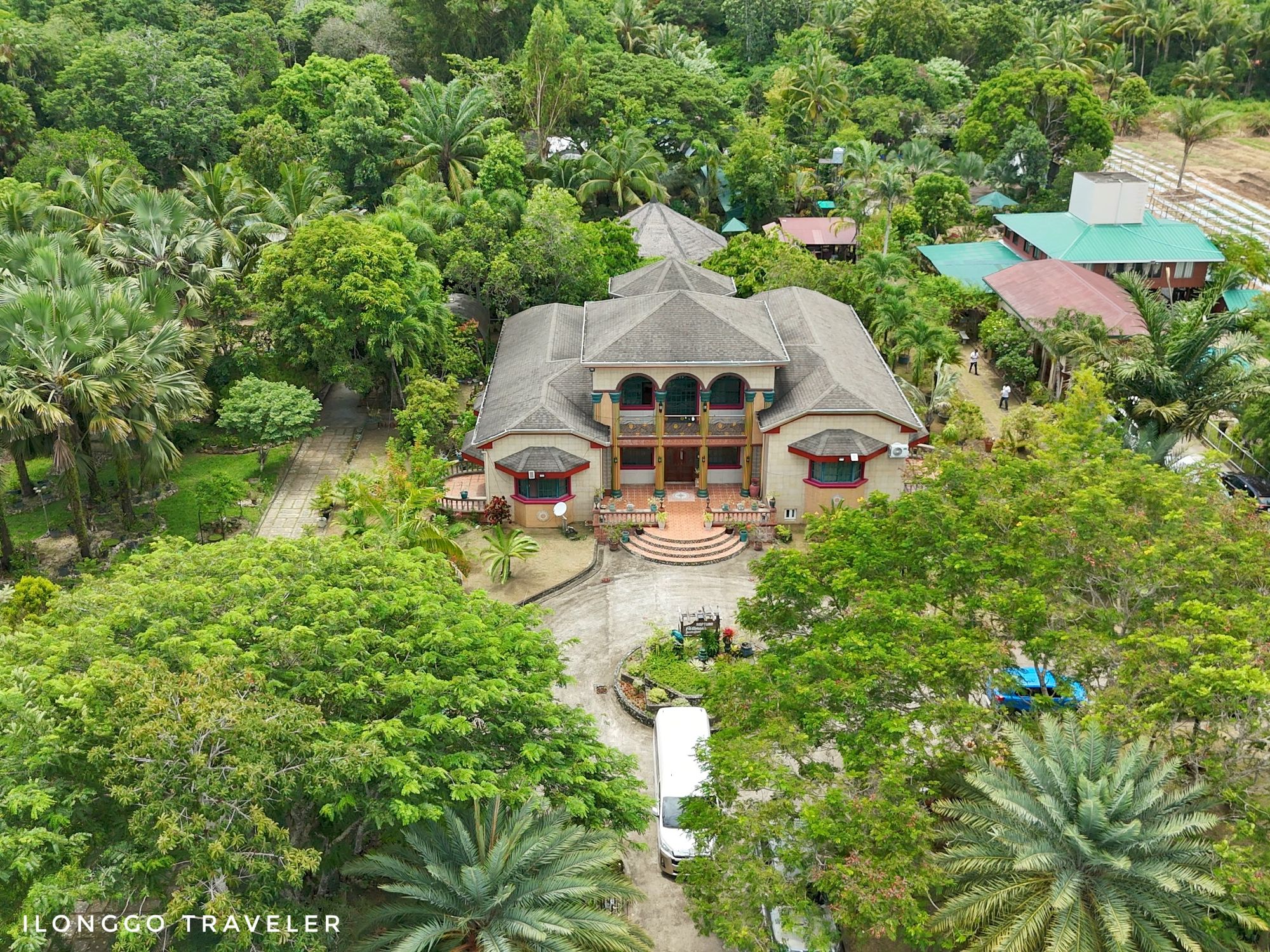Aerial view of the front house at Neptune Pittman’s Garden in Guimaras