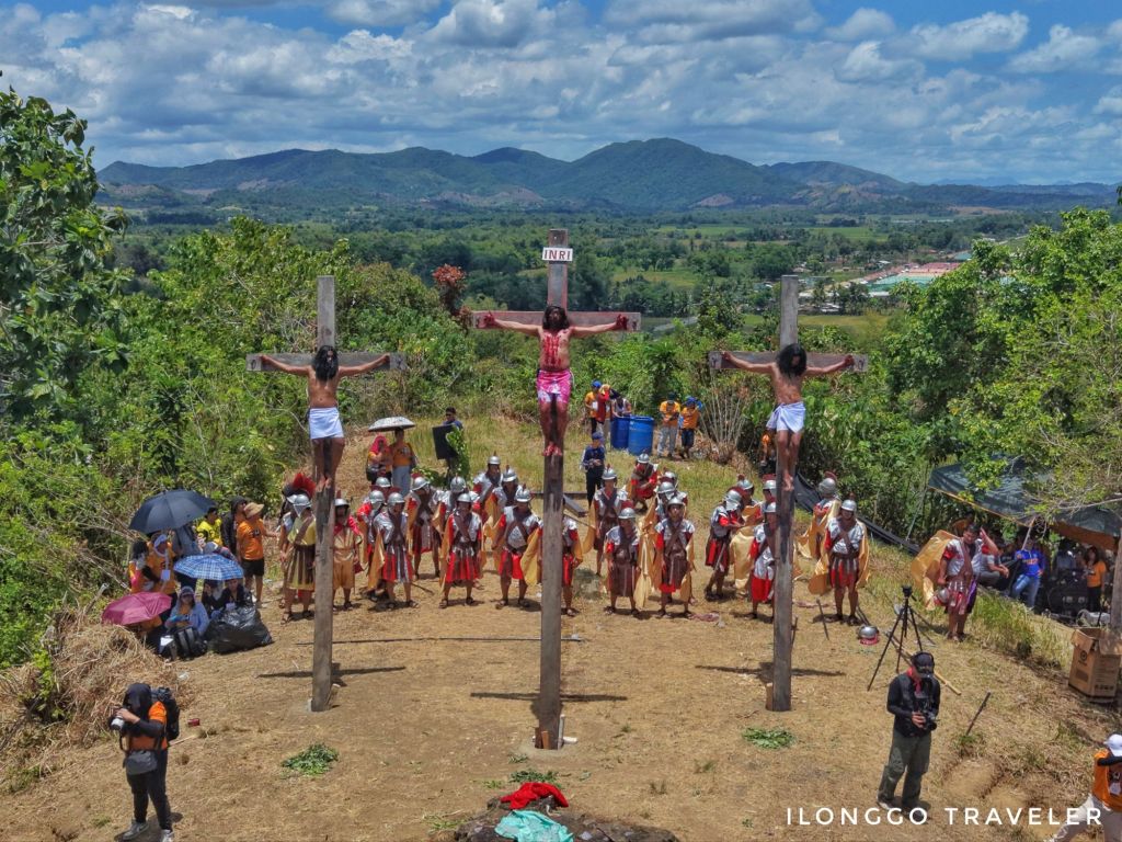 Jesus Christ crucifixion reenactment during 50th Taltal in Barotac Viejo, Iloilo on Good Friday