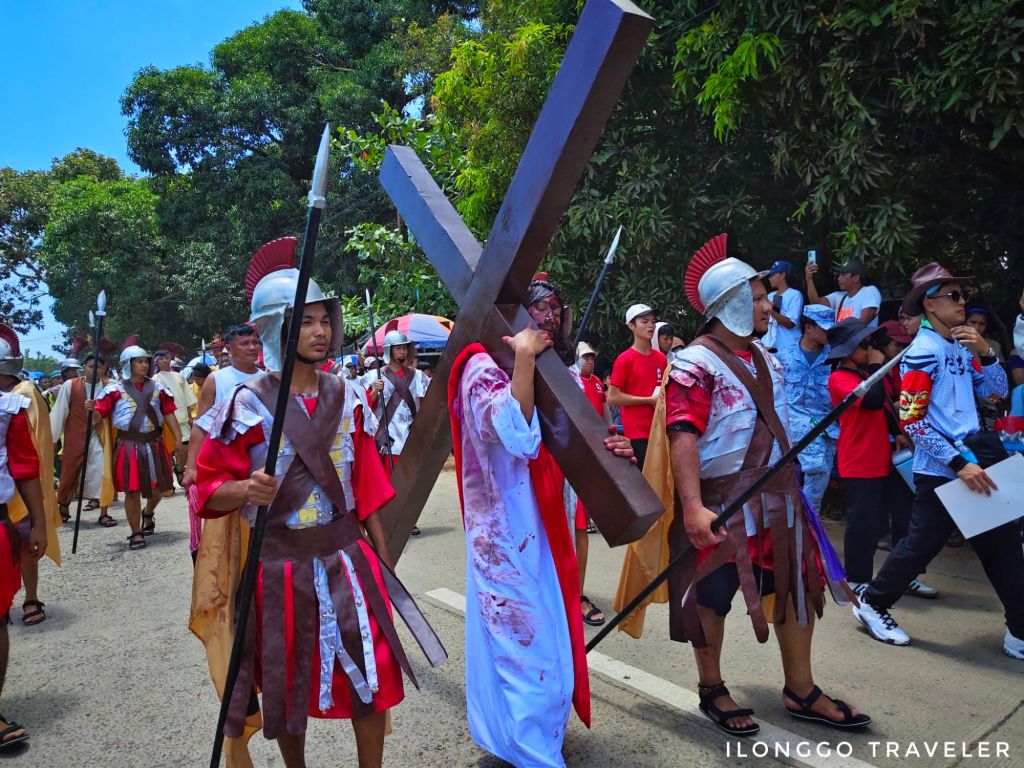 Jesus Christ carrying the cross on the way to Calvary during Taltal sa Barotac Viejo Iloilo Good Friday reenactment
