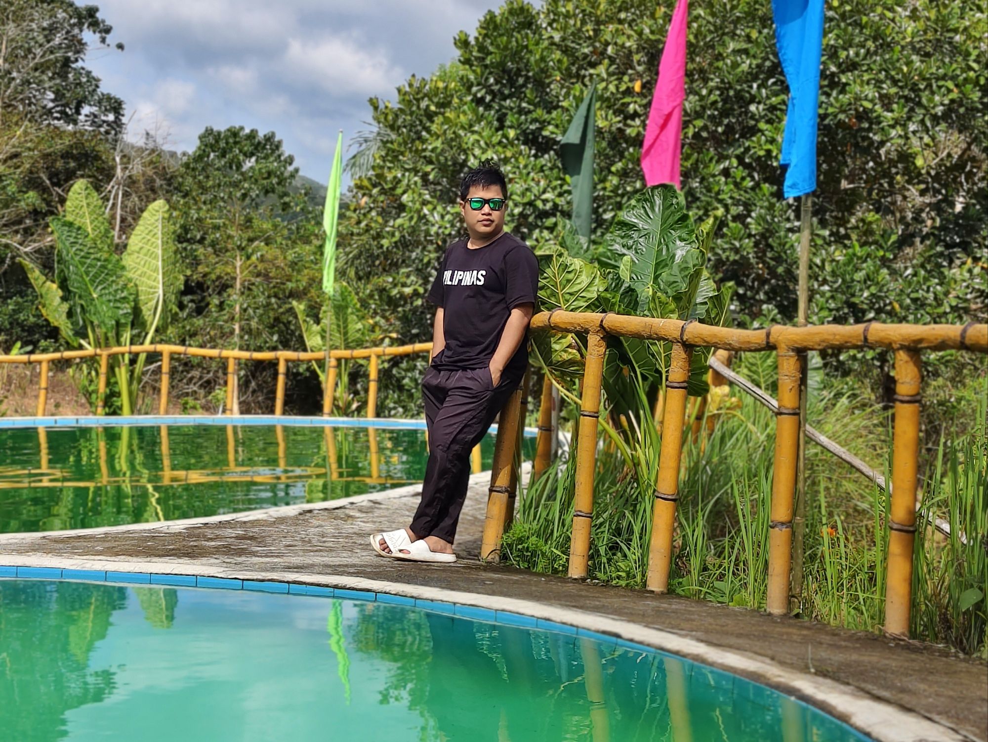 Cooling off at Alawihaw Eco Farm pool Ilonggo Traveler standing in the pool at Alawihaw Eco Farm San Rafael Iloilo Philippines